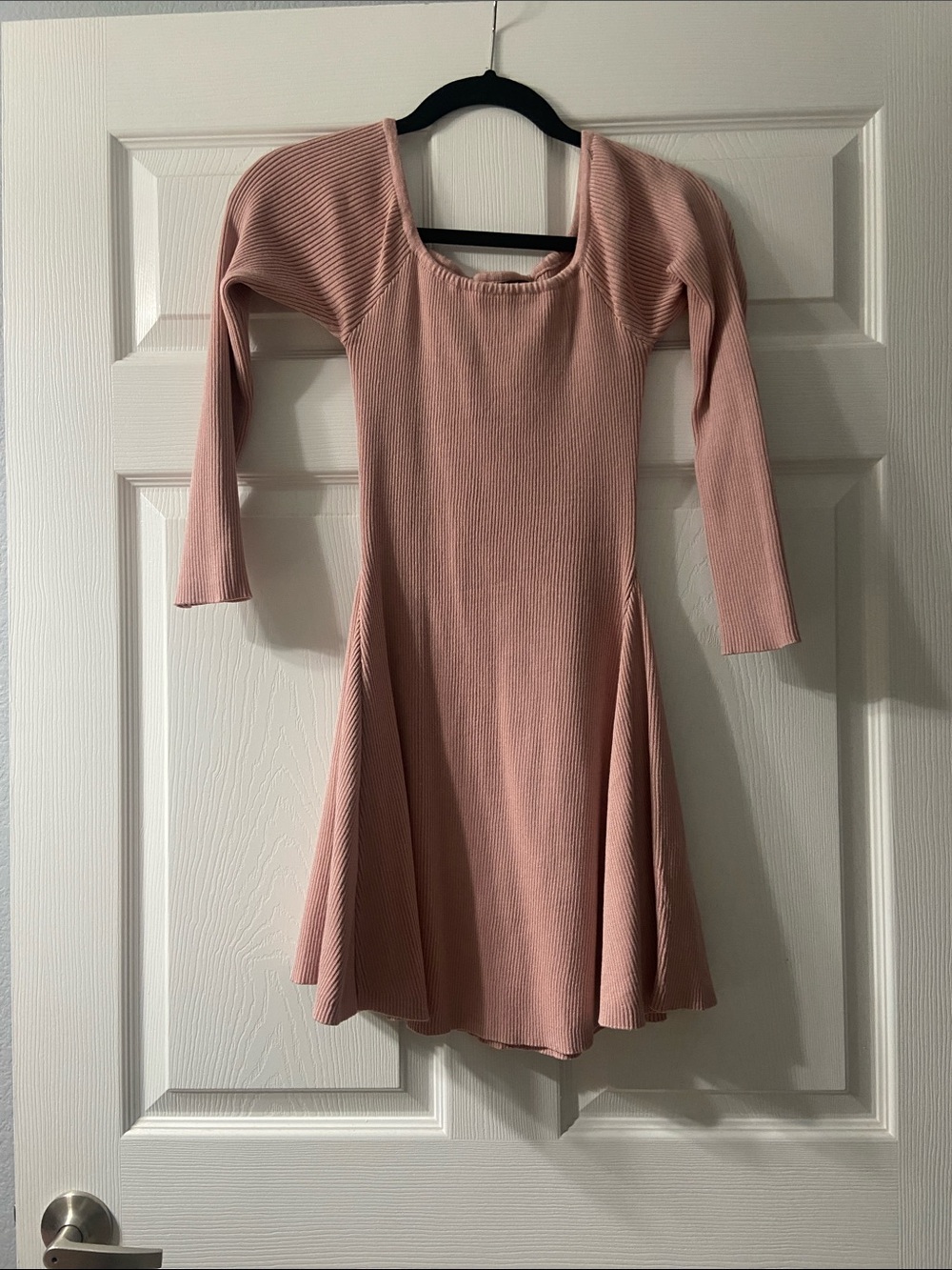 Say What? Dusty Rose Ribbed Flare Dress